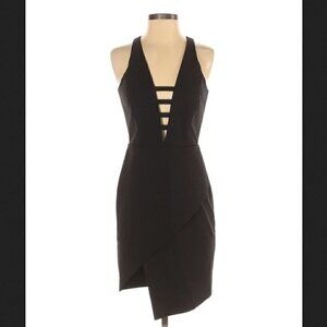 Mason Dress Size 2 Plunge Cutout Asymmetrical Wrap Black Strap LBD Sexy Cocktail